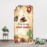 Aperturee - Aperturee First Rodeo Retro Cowboy Birthday Rectangle Backdrop